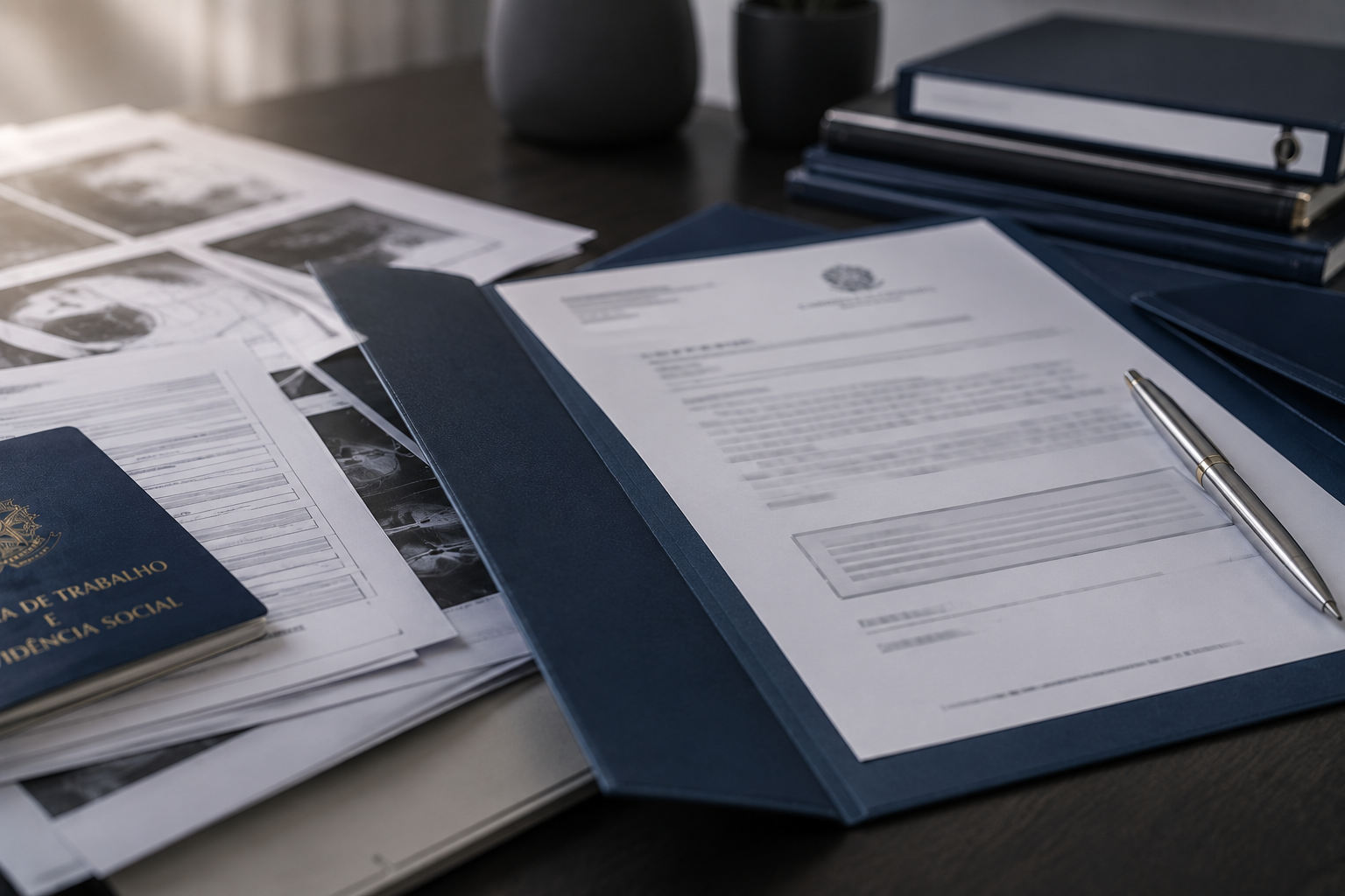 Checklist jurídico com etapas marcadas representando próximo passo claro